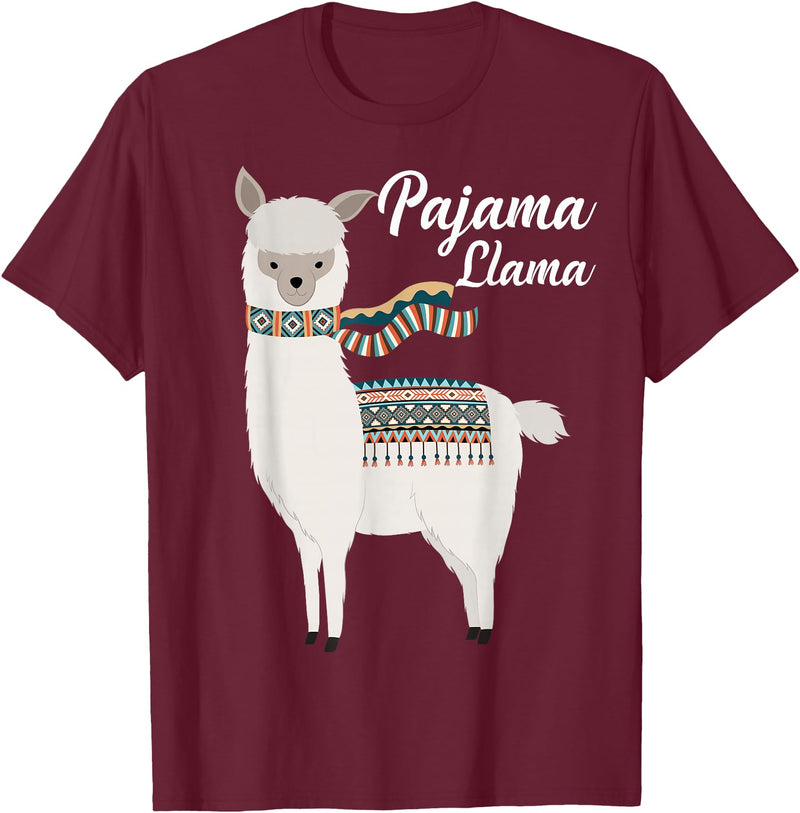 Llama Pajamas GA Cute Pajama Llama Bed Time T-Shirt Llama Pajama T-Shirt - Burgundy