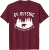 Explore Tees Go Outside Worst Case Scenario A Bear Kills You Explorer Tee T-Shirt - Burgundy