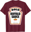 Funny Bottle Label Halloween 2024 Condiment Outfit Bold Buffalo Sauce Bottle Label Funny Halloween Costume T-Shirt - Burgundy