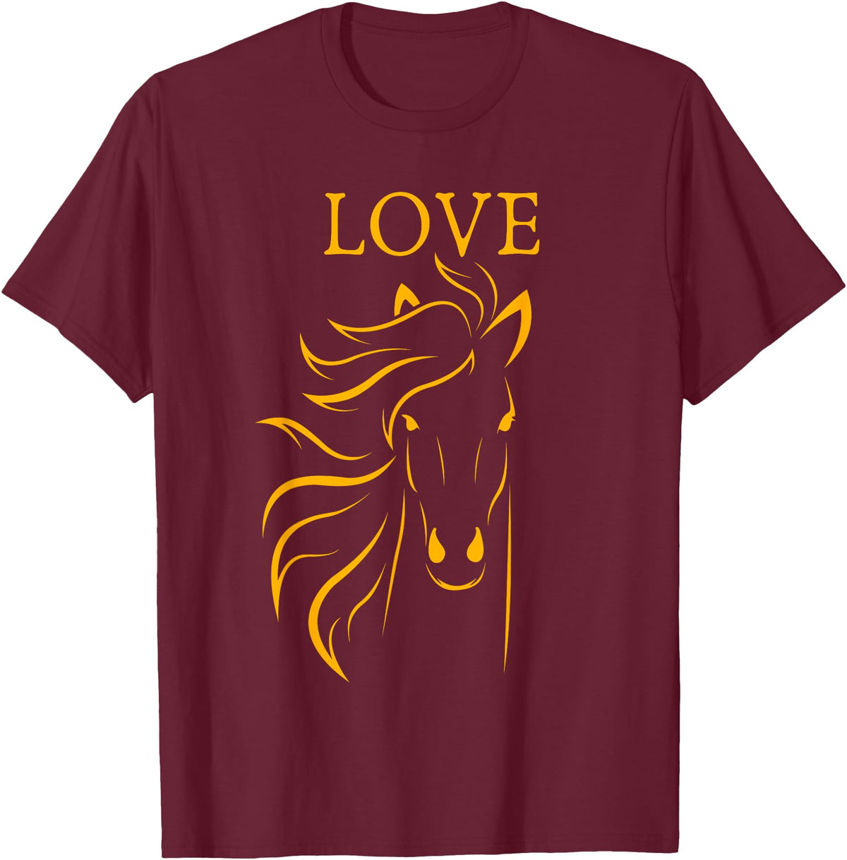 I Love Horses Shirts and Gifts Women and Girls Stylish Love Horse Head T-Shirt - Burgundy