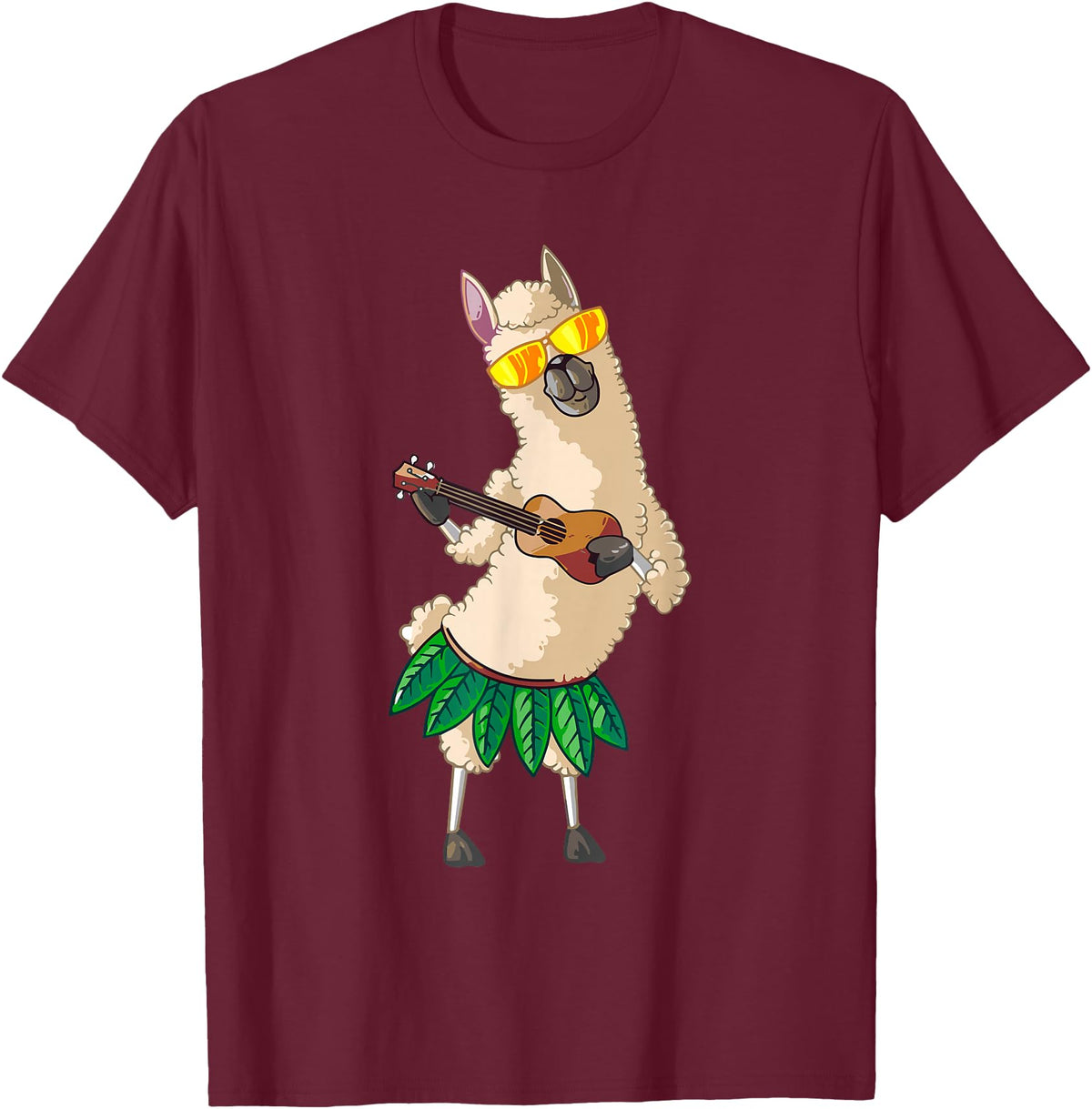 Llama Ukulele Luau TShirt Cute Gifts Llama Ukulele Luau Cute Funny Cool Hawaii Alpaca Gift T-Shirt - Burgundy
