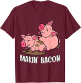 Funny sayings Farmers organic Farmers Animals Makin` Bacon Pig Bacon Farmer T-Shirt - Burgundy