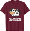 Funny Cow Lover Gifts Just a Boy Who Loves Cows T-Shirt - Burgundy