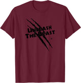 UNLEASH THE BEAST Gym Rabbit Workout Motivation T-Shirt in Burgundy
