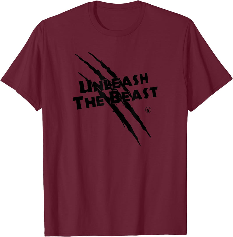 UNLEASH THE BEAST Gym Rabbit Workout Motivation T-Shirt in Burgundy