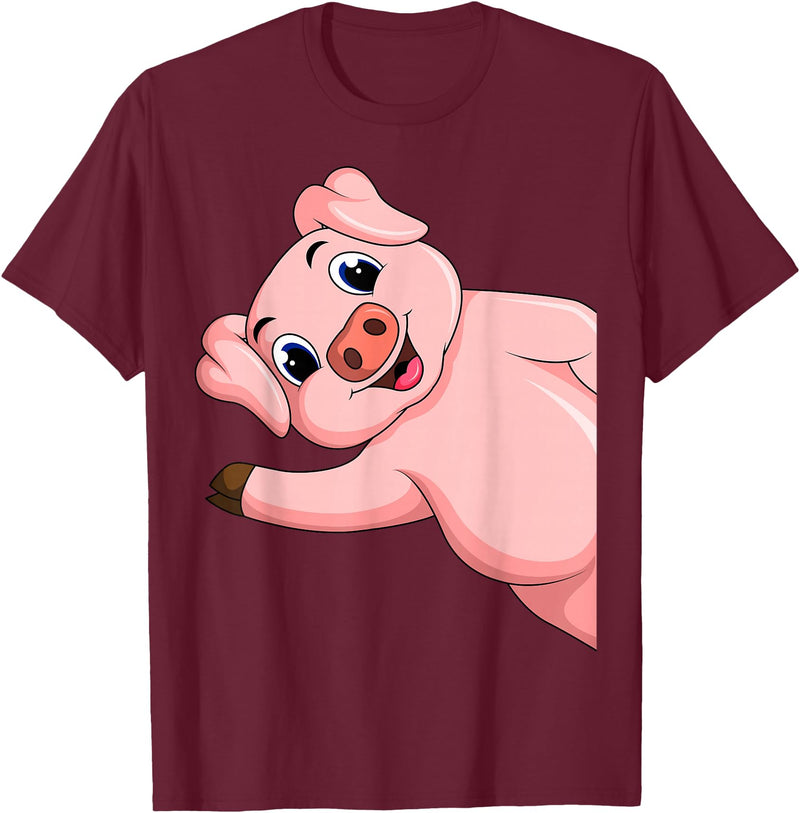 Funny Pig Lover & Owner Gift Ideas Pig Swine Kids Boys Girls Women T-Shirt - Burgundy