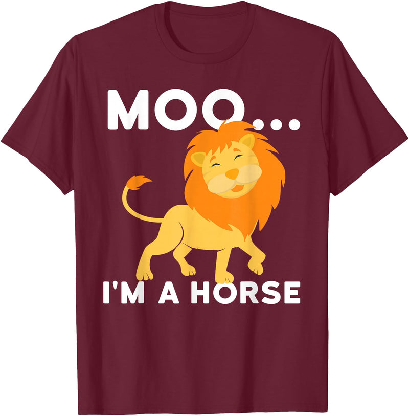 Funny Lion Shirts Moo I'm a horse - lion T-Shirt - Burgundy