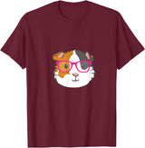 Hipster Animal Merch Co Cute Hipster Guinea Pig Hamster In Pink Eye Glasses Gift T-Shirt - Burgundy