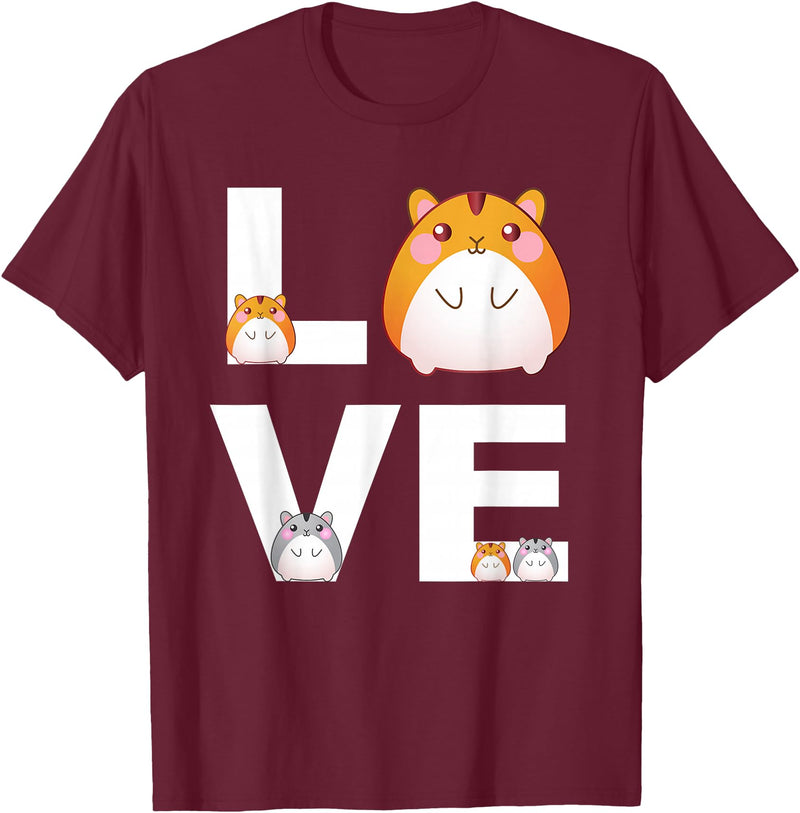 Hamster Love Cute Hamsters Shirt Animal Toys Pets Lovers T-Shirt - Burgundy