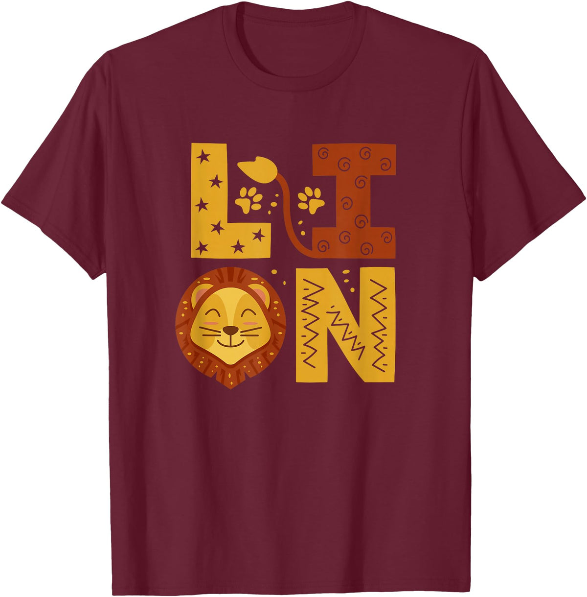 SHIRTSIDE Lion Lion Wild Animal Lover T-Shirt - Burgundy