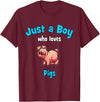 Boys Pig Shirts & Gifts for Kids Pig Shirt for Boys | Children's Pig T-Shirt - Burgundy