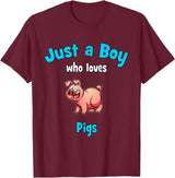 Boys Pig Shirts & Gifts for Kids Pig Shirt for Boys | Children's Pig T-Shirt - Burgundy