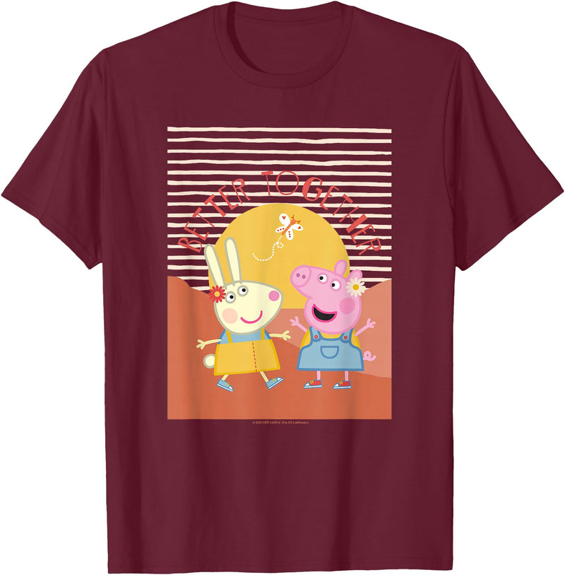 Peppa Pig Better Together Rebecca Rabbit Retro Portrait T-Shirt - Burgundy