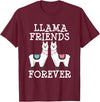 Llama Friendship Girls Llama Friends Girls Women Llama Friendship T-Shirt - Burgundy