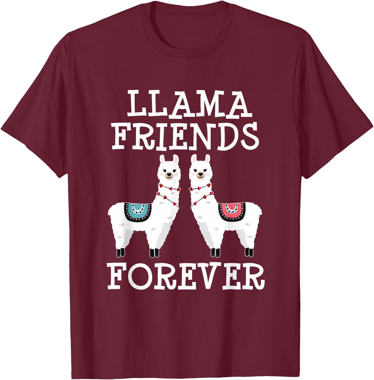 Llama Friendship Girls Llama Friends Girls Women Llama Friendship T-Shirt - Burgundy