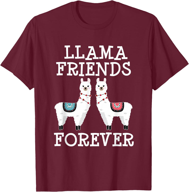 Llama Friendship Girls Llama Friends Girls Women Llama Friendship T-Shirt - Burgundy