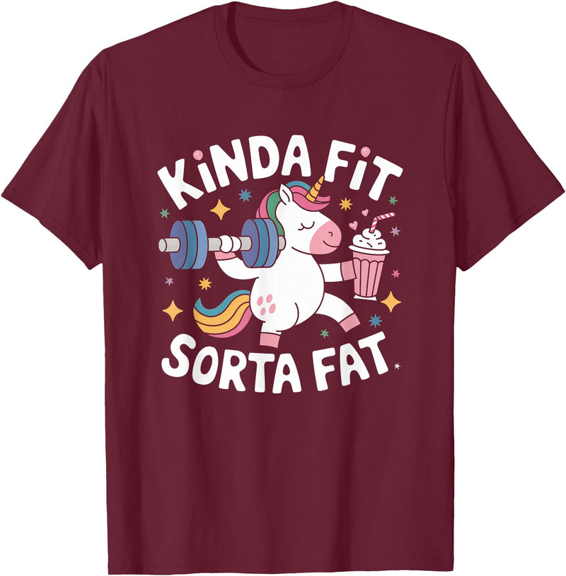 Kinda Fit Sorta Fat Gift Funny Gym Weightlifting Kinda Fit Sorta Fat Tshirt Funny Gym Body Cute Bear Retro T-Shirt - Burgundy