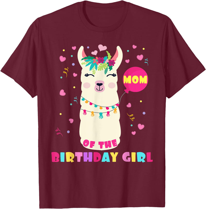 Llamazing Birthday Party Outfit Llama Lovers Mom Of The Birthday Girl Cute Mama Llama Alpaca Llamazing T-Shirt - Burgundy