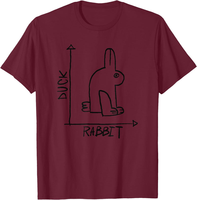 Rabbit Duck Illusion T-Shirt in Burgundy