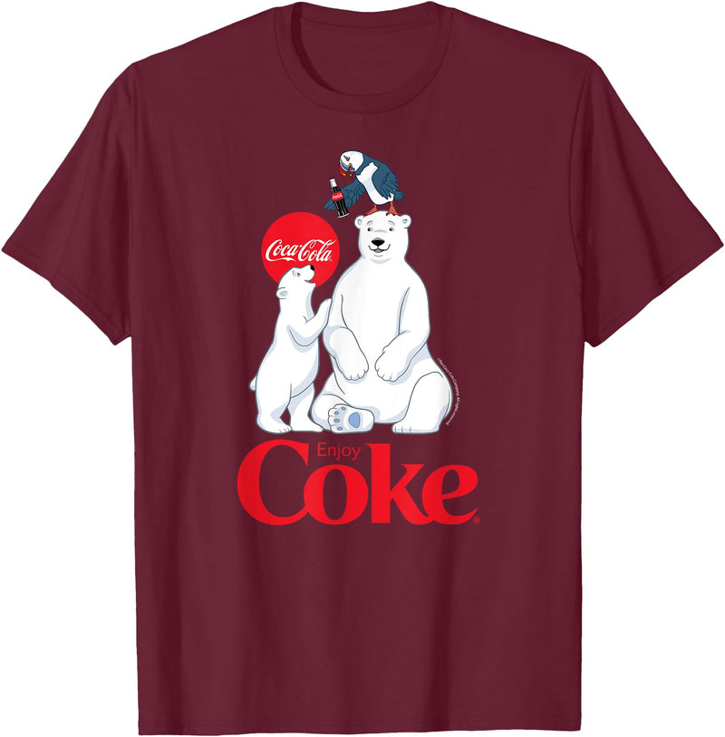 Coca-Cola Company Coca-Cola - Polar Bears and Coca-Cola T-Shirt - Burgundy