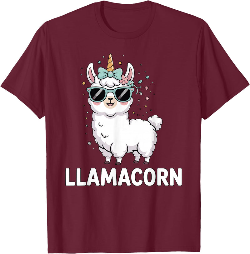 Funny Llamacorn Lover Llama Design Llamacorn Funny Llama Unicorn For Girls Kids Lover Llamacorn T-Shirt - Burgundy