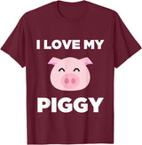 Adorable Fat Animals Tees I Love My Piggy - Funny Pet Pig Lover Cute T-Shirt T-Shirt - Burgundy