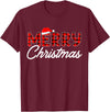 Merry Christmas Buffalo t -shir t Merry Christmas Buffalo Plaid Red Santa Hat Xmas Pajamas T-Shirt - Burgundy