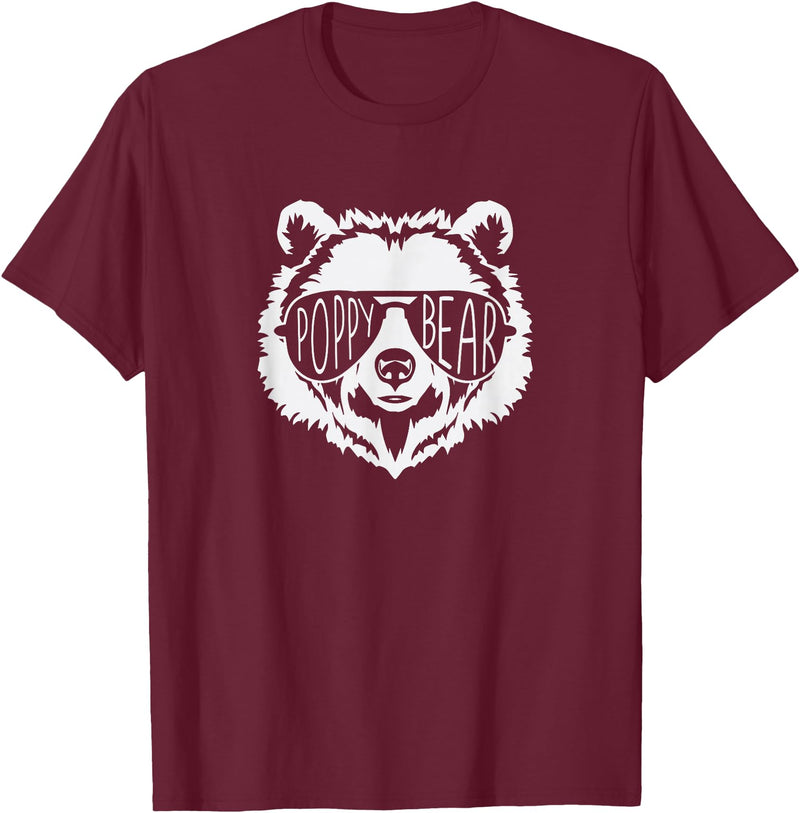 poppy Bear Family Apparel Poppy Bear Face with Sunglasses T-Shirt - Burgundy