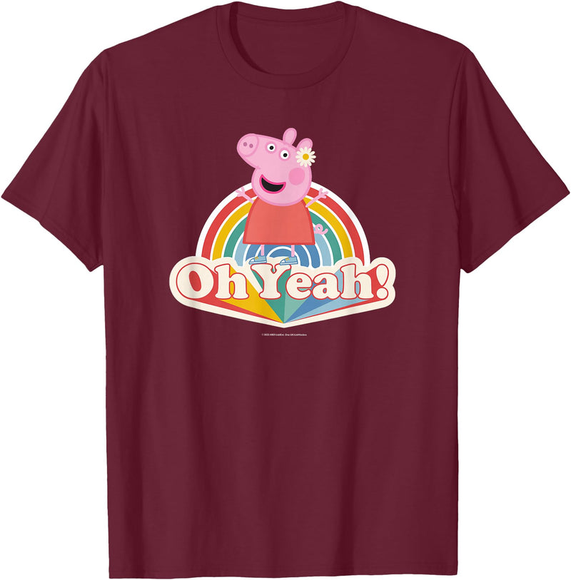 Peppa Pig Oh Yeah! Rainbow Daisy Queen T-Shirt - Burgundy