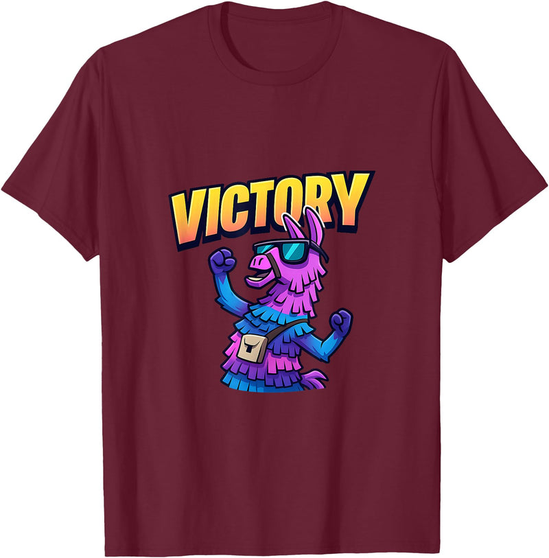 PixelLlama Victory Gaming Victory Llama T-Shirt - Burgundy