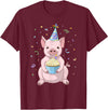 Funny Party Animals Cute Pink Pig Party Hat 50th Birthday Cupcake Gift T-Shirt - Burgundy