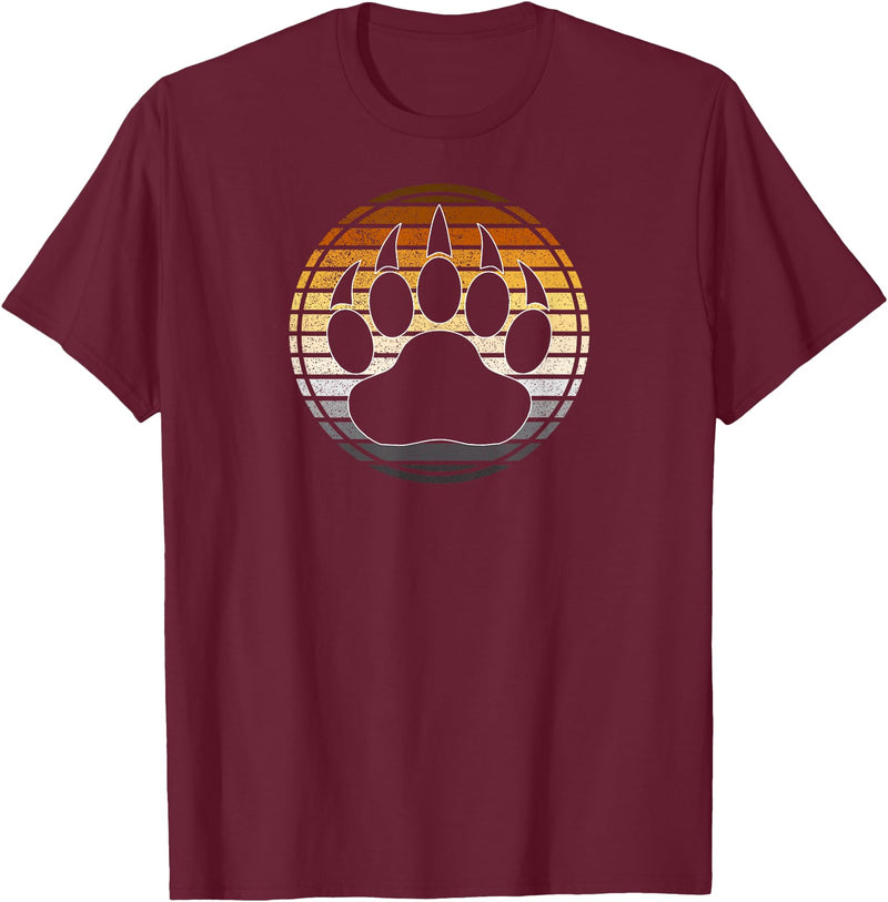 TeePanic LGBTQ Vintage Distressed Gay Bear Pride Claw Silhouette Horizon T-Shirt - Burgundy