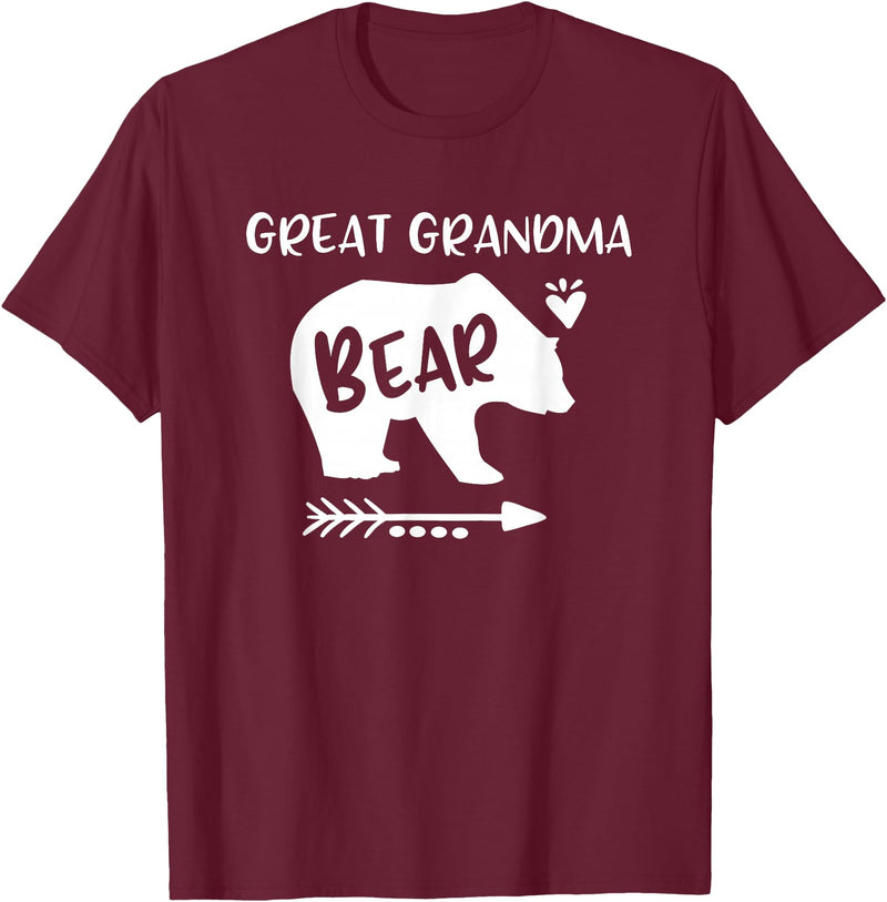 HustlaGirl Great Grandma Bear Shirt Heart & Arrow Great Grandma Gifts T-Shirt - Burgundy