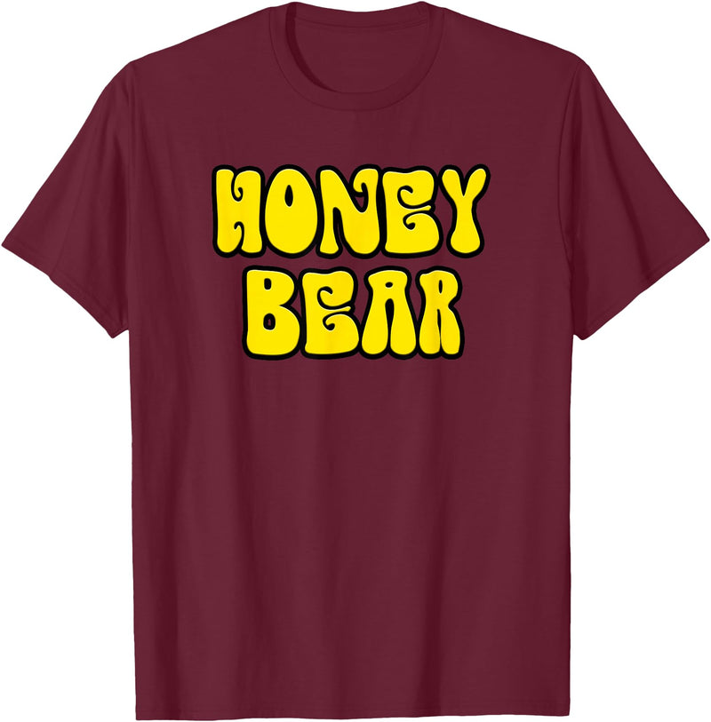 Classic 70's Retro Vintage Hippie Honey Designer Classic 70s Retro Vintage Hippie Honey Bear T-Shirt T-Shirt - Burgundy