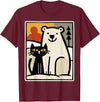 Utschki Bratschki Black Cat and Polar Bear Winter Animal Cute Snow Art T-Shirt - Burgundy