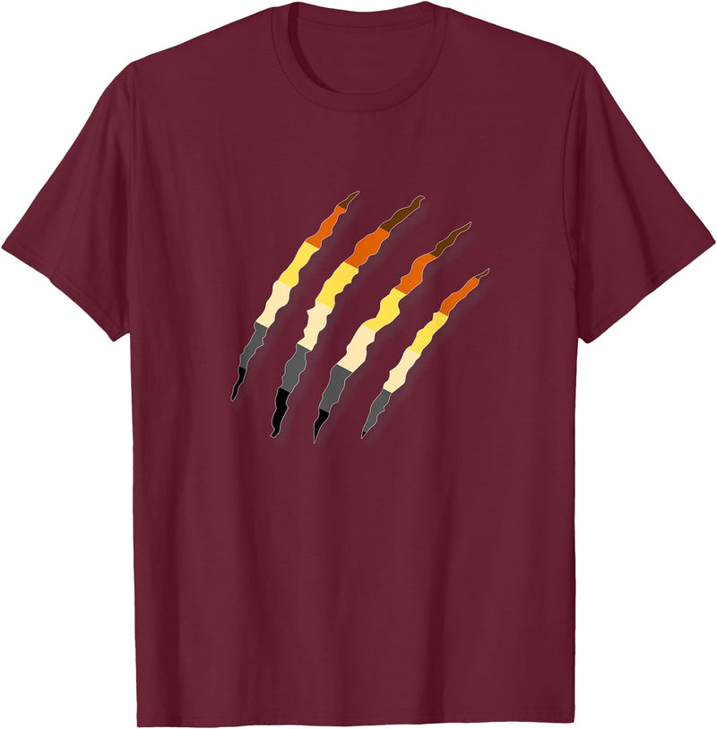 Gay Bear Pride T-Shirts LGBT Gay Bear Pride Shirt For Men - Bear Paw Scratch Cub T-Shirt - Burgundy