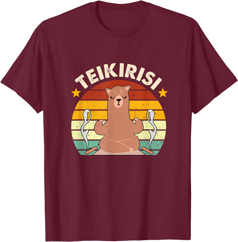 Teikirisi Take It Easy Funny Spanish Llama Latina Yoga T-Shirt - Burgundy