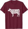 Beef Steak Cow Butcher Cuts Teez Cow T-Shirt T-Shirt - Burgundy