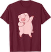 Cute Pig Tees Dabbing Pig Cute Pigs Dab Farmer Funny Pig T-Shirt - Burgundy