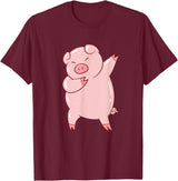 Cute Pig Tees Dabbing Pig Cute Pigs Dab Farmer Funny Pig T-Shirt - Burgundy