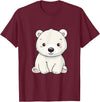 Polar Bears Shirts Cute Kawaii Polar Bears Lovers Gifts, White Bears T-Shirt - Burgundy