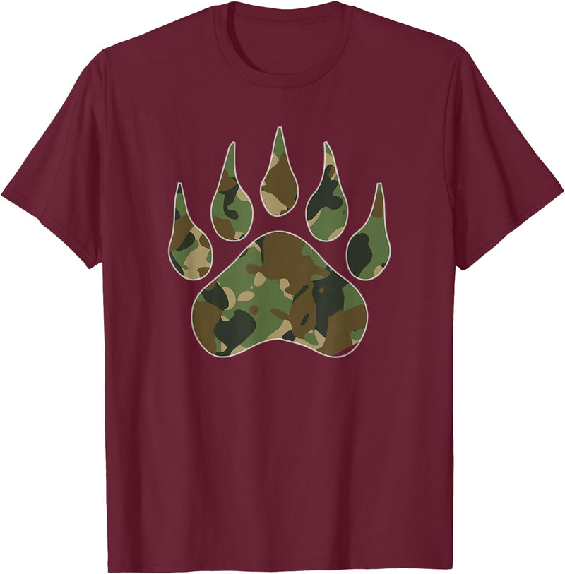 Camo Lover Camo Bear Claw Camouflage for Men Women T-Shirt - Burgundy