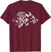 Wilder Löwe und Wolf von FT Designs Wild Lion and Wolf T-Shirt - Burgundy