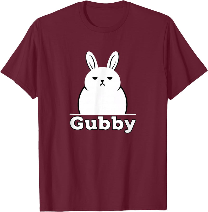 Gubby Rabbit Anime Funny Character Cute Grumpy Bunny T-Shirt in Burgundy