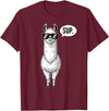 Funny Llama lover Co Alpaca Llama with Sunglasses Sup T-Shirt - Burgundy