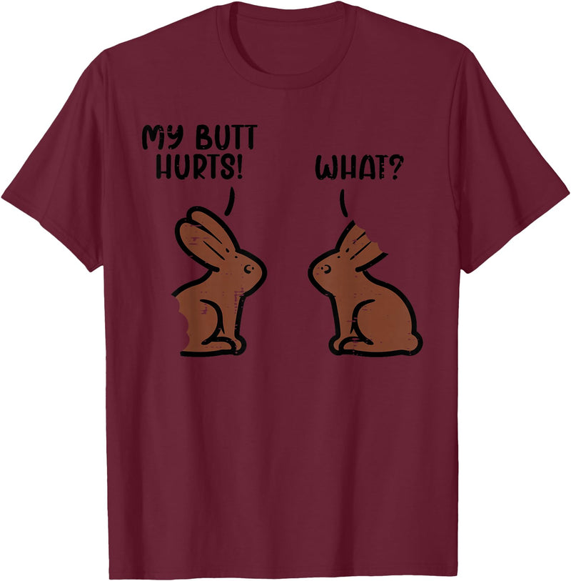Chocolate Easter Bunnies Funny Rabbit Bunny Candy Men Women T-Shirt in Burgundy