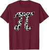 Cow Pi Day Designs Cow Pattern Pi Day Symbol - Cowpie Math Lover T-Shirt - Burgundy
