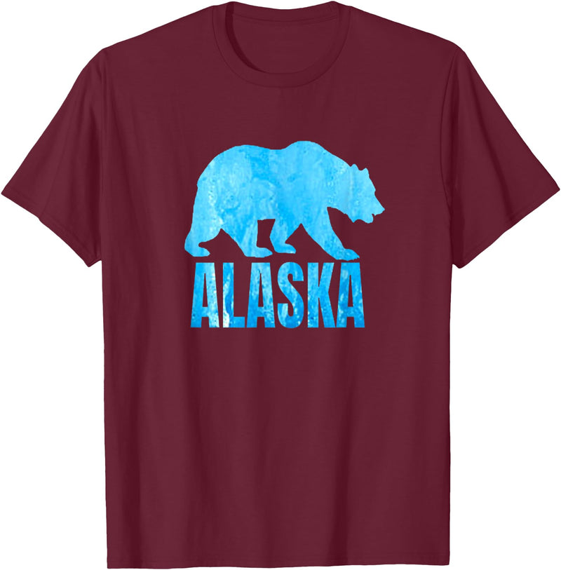 Wild Animal Alaska State Animal Polar Bear Ice Souvenir T-Shirt - Burgundy