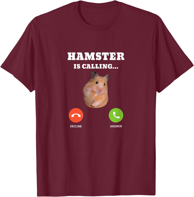 Hamster Meme is Calling T-Shirt - Burgundy