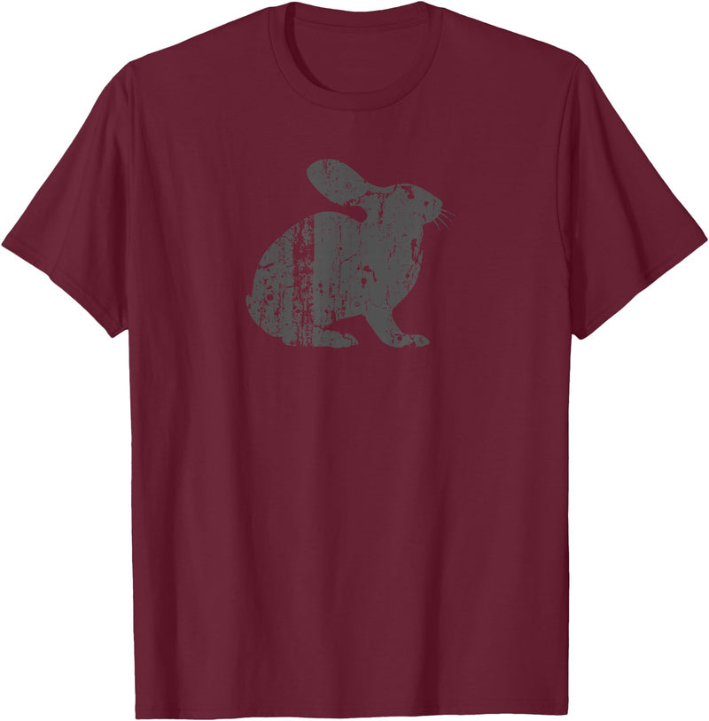Rabbit Vintage Design - Rabbit Print T-Shirt in Burgundy